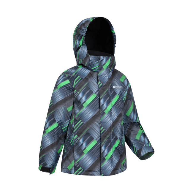 Dark Green-Gray - Lifestyle - Mountain Warehouse Childrens-Kids Printed Ski Jacket Set