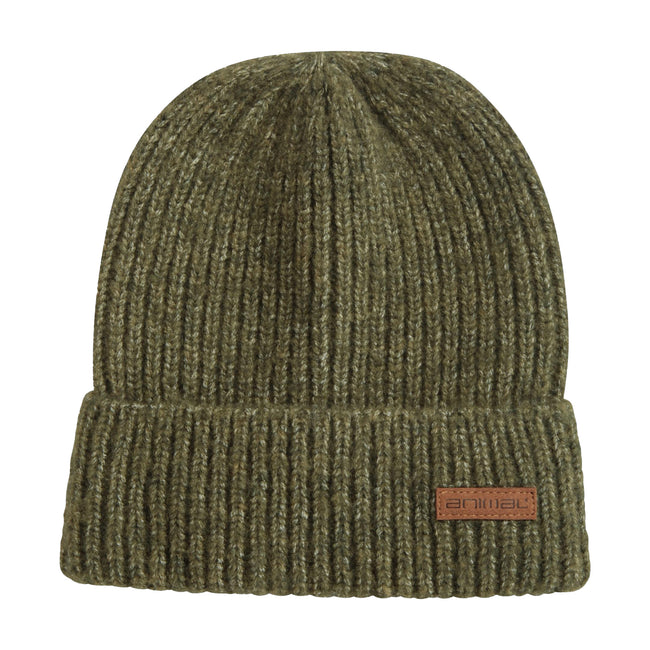Khaki - Front - Animal Mens Codi Knitted Recycled Beanie