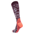 Burgundy - Back - Mountain Warehouse Womens-Ladies Polar Patterned Technical Ski Socks