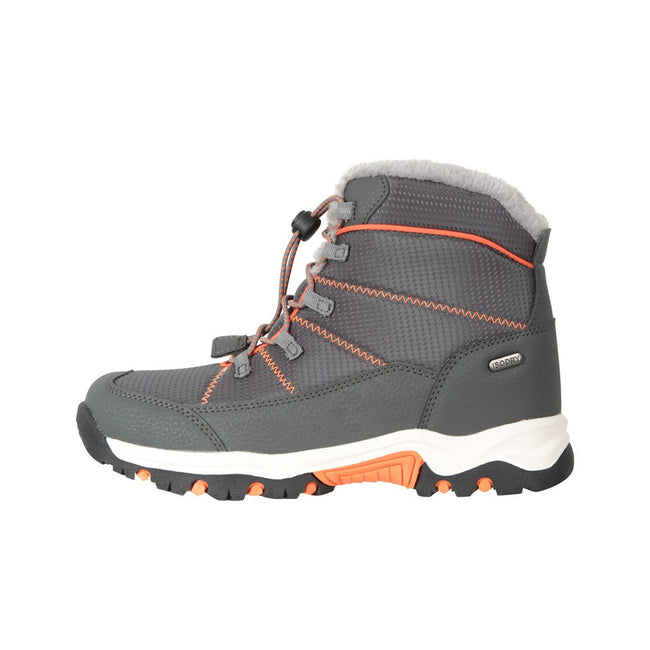 Gray-Orange - Side - Mountain Warehouse Childrens-Kids Comet Waterproof Snow Boots