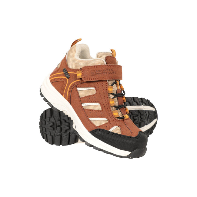 Brown - Close up - Mountain Warehouse Childrens-Kids Drift Waterproof Walking Boots
