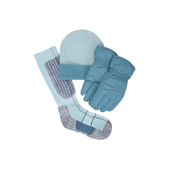 Blue - Front - Mountain Warehouse Womens-Ladies Contrast Winter Accessories Set