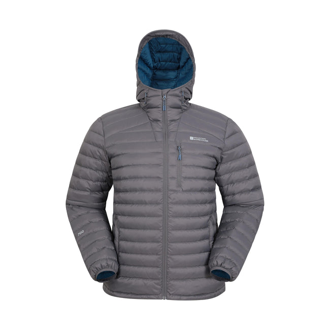 Gray - Front - Mountain Warehouse Mens Henry II Extreme Down Filled Padded Jacket