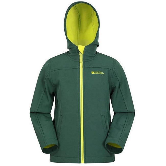 Dark Green - Front - Mountain Warehouse Childrens-Kids Exodus Water Resistant Soft Shell Jacket