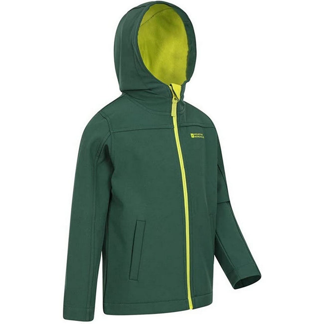 Dark Green - Side - Mountain Warehouse Childrens-Kids Exodus Water Resistant Soft Shell Jacket