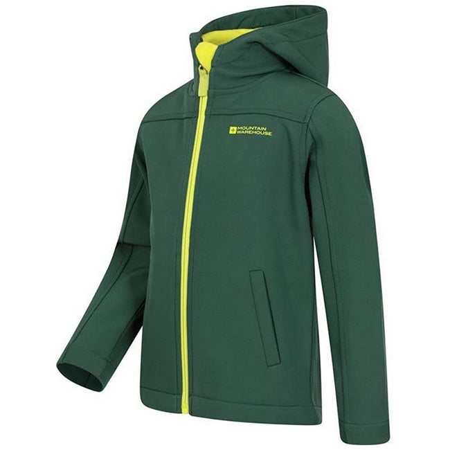 Dark Green - Lifestyle - Mountain Warehouse Childrens-Kids Exodus Water Resistant Soft Shell Jacket