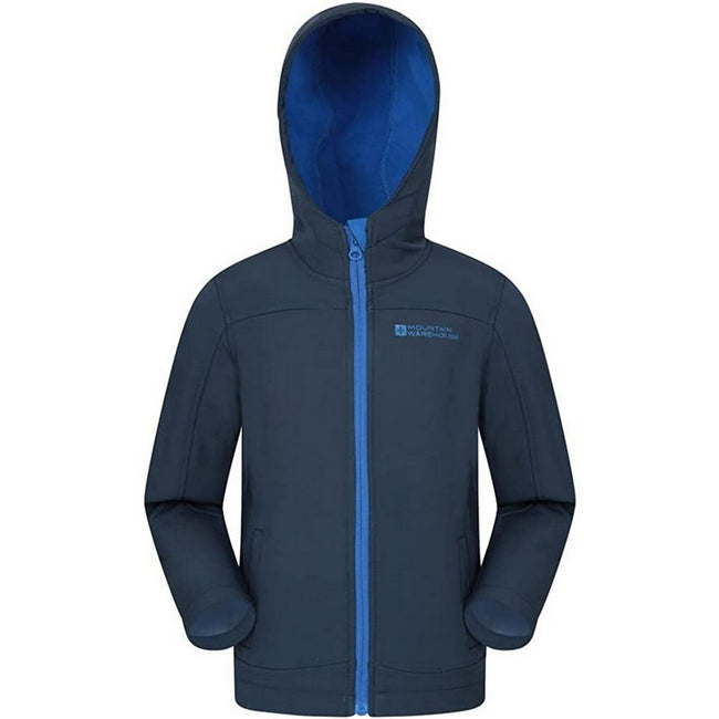 Navy - Front - Mountain Warehouse Childrens-Kids Exodus Water Resistant Soft Shell Jacket