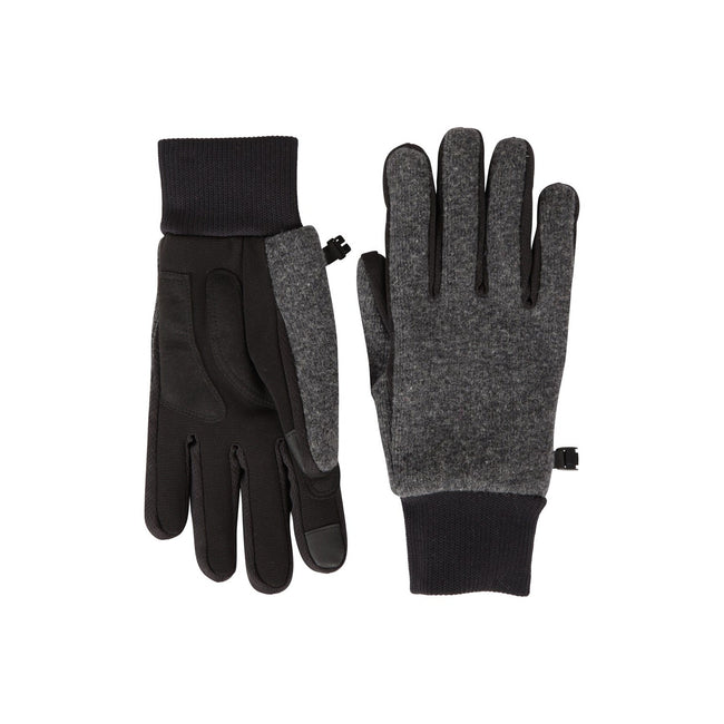 Gray - Side - Mountain Warehouse Mens Windproof Faux Fur Lined Touch Gloves