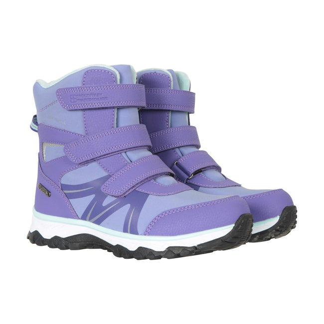 Lavender-Mint - Front - Mountain Warehouse Childrens-Kids Slope Adaptive Softshell Snow Boots