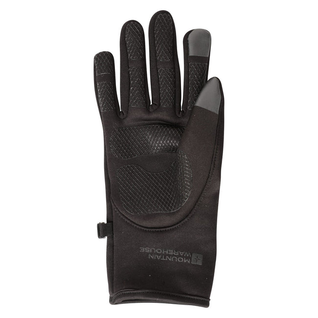 Black - Back - Mountain Warehouse Mens Wind Resistant Fleece Lined Winter Gloves