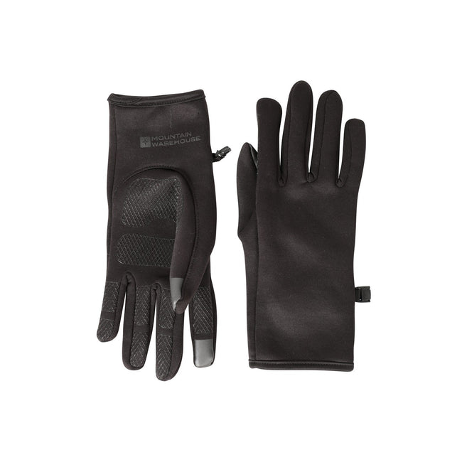 Black - Side - Mountain Warehouse Mens Wind Resistant Fleece Lined Winter Gloves