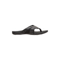 Black - Pack Shot - Mountain Warehouse Mens Leather Flip Flops