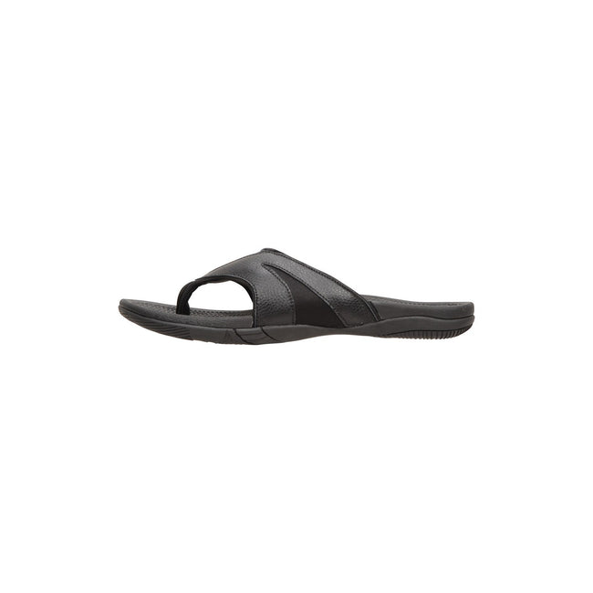 Black - Close up - Mountain Warehouse Mens Leather Flip Flops