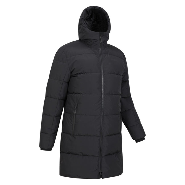 Black - Side - Mountain Warehouse Mens Vortex Longline Padded Jacket