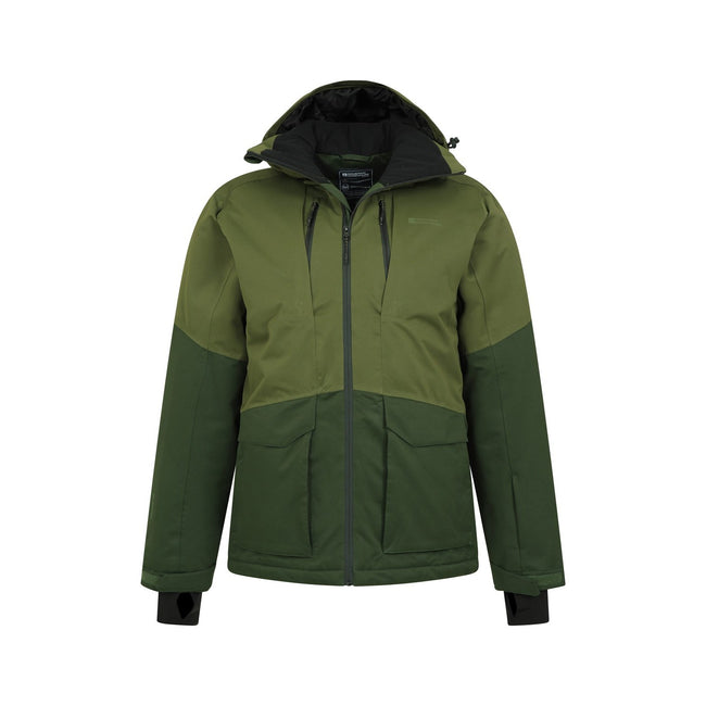 Khaki Green - Pack Shot - Mountain Warehouse Mens Interstellar Colour Block Waterproof Ski Jacket