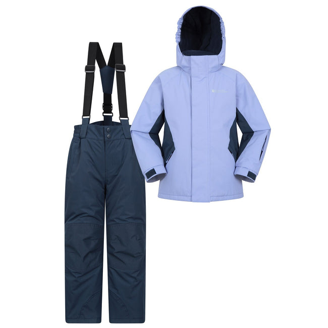 Purple - Front - Mountain Warehouse Childrens-Kids Ski Jacket & Trousers Set