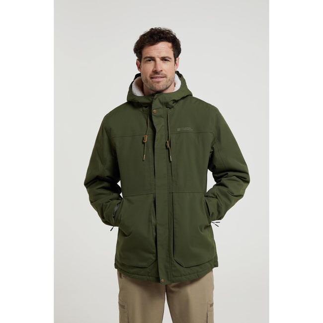 Khaki Green - Front - Mountain Warehouse Mens Coastline Borg Waterproof Jacket