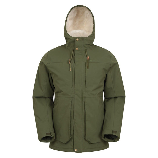 Green - Front - Mountain Warehouse Mens Coastline Borg Waterproof Jacket