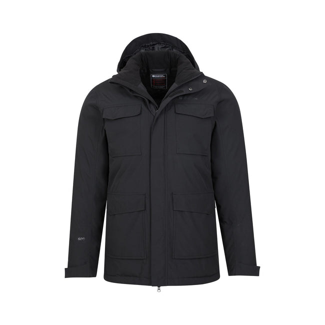 Black - Pack Shot - Mountain Warehouse Mens Concord Extreme Down Long Length Jacket