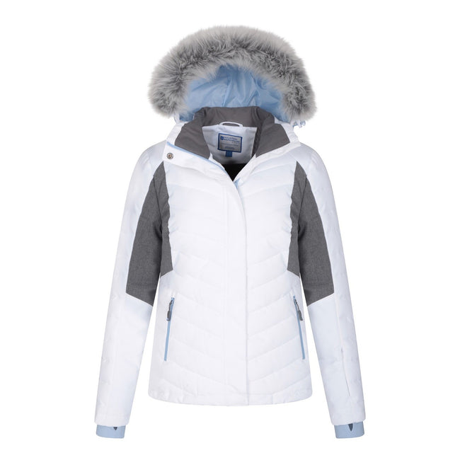 White - Pack Shot - Mountain Warehouse Womens-Ladies Powder Padded Ski Jacket