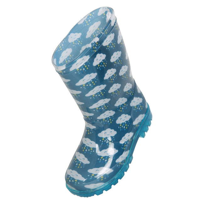 Light Blue - Close up - Mountain Warehouse Childrens-Kids Splash Clouds Galoshes