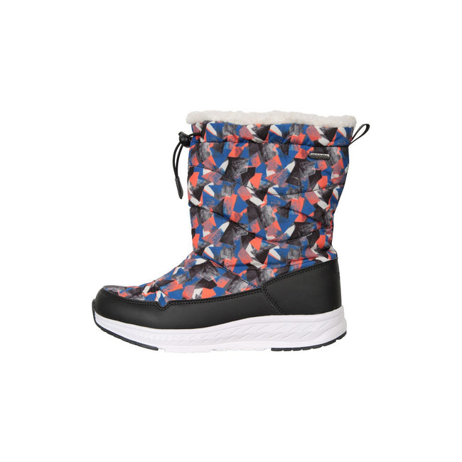 Red - Pack Shot - Mountain Warehouse Childrens-Kids Glide Adaptive Printed Snow Boots