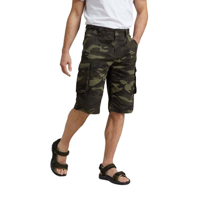 Khaki Green-Black - Back - Mountain Warehouse Mens Camo Cargo Shorts