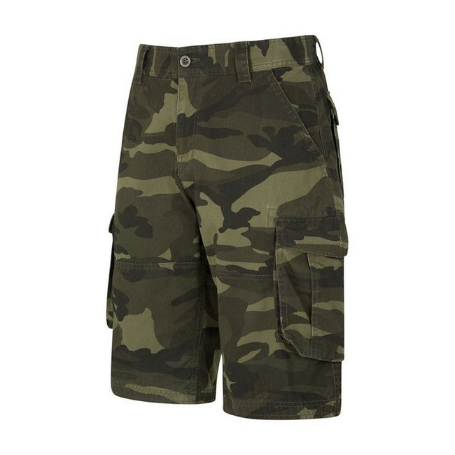 Khaki Green-Black - Pack Shot - Mountain Warehouse Mens Camo Cargo Shorts