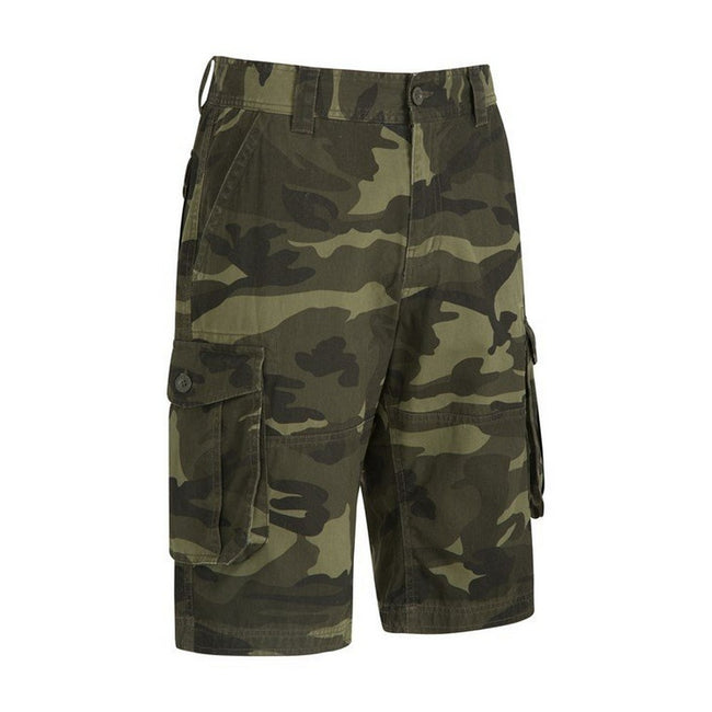 Khaki Green-Black - Close up - Mountain Warehouse Mens Camo Cargo Shorts