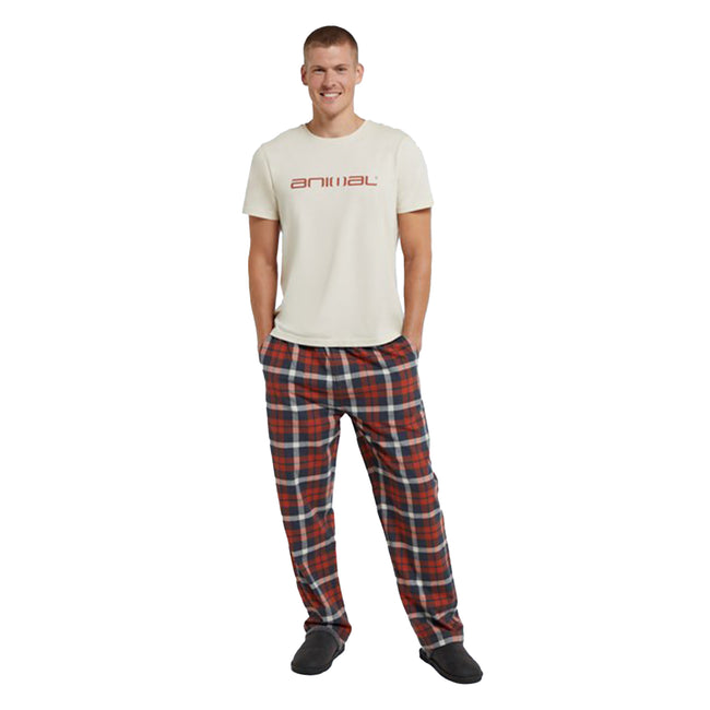 Rust - Close up - Animal Mens Kickback Natural Pajama Set