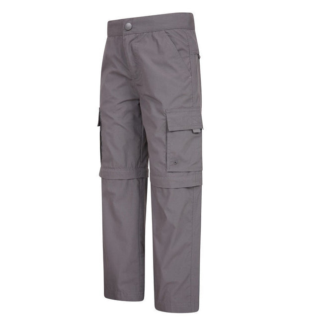 Dark Grey - Side - Mountain Warehouse Childrens-Kids Convertible Active Pants