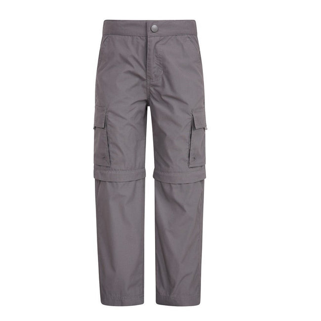 Dark Grey - Front - Mountain Warehouse Childrens-Kids Convertible Active Pants