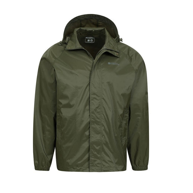 Khaki Green - Pack Shot - Mountain Warehouse Mens Waterproof Hooded Jacket