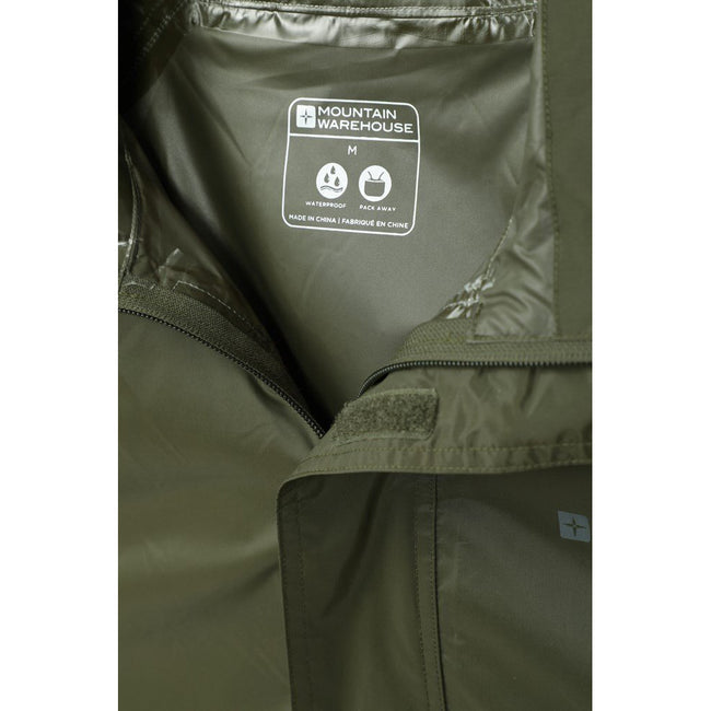 Khaki Green - Close up - Mountain Warehouse Mens Waterproof Hooded Jacket