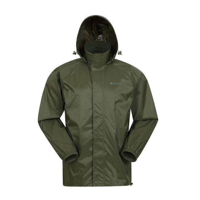 Khaki Green - Front - Mountain Warehouse Mens Waterproof Hooded Jacket