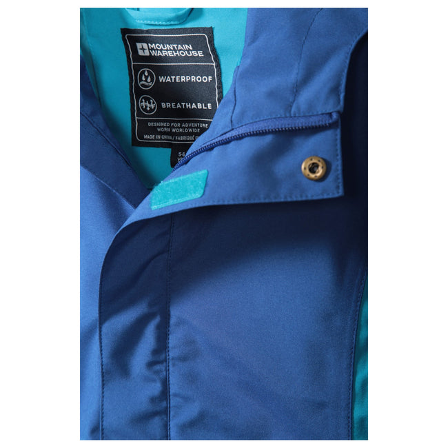 Blue - Close up - Mountain Warehouse Childrens-Kids Meteor Waterproof Jacket