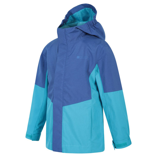 Blue - Side - Mountain Warehouse Childrens-Kids Meteor Waterproof Jacket