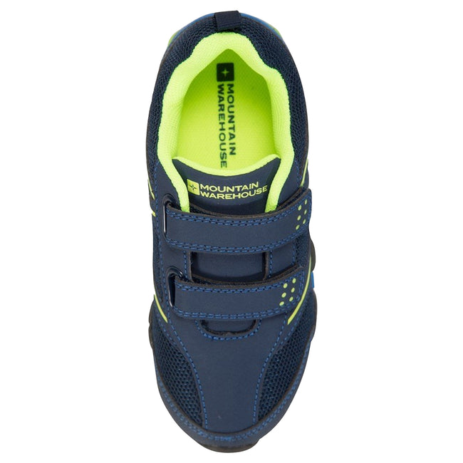 Navy-Lime Green - Pack Shot - Mountain Warehouse Childrens-Kids Light Up Sneakers