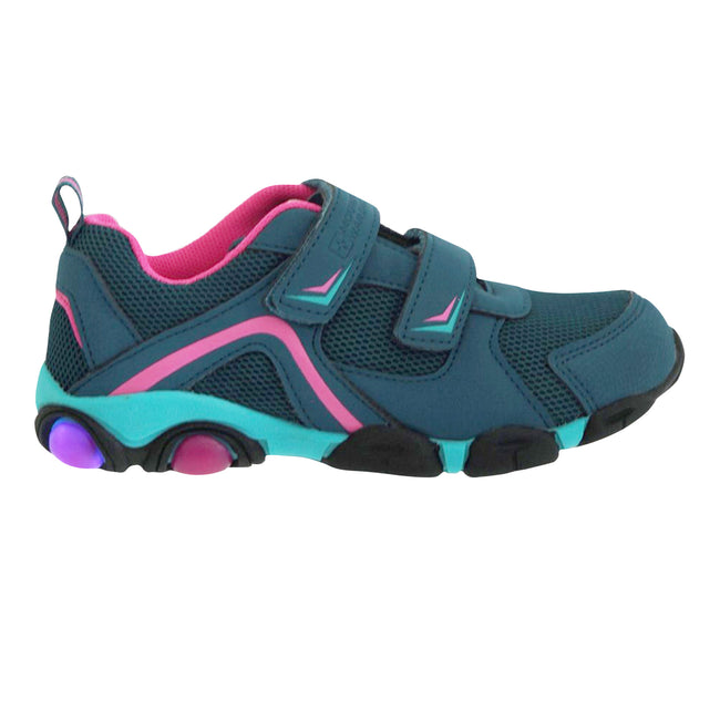 Teal-Pink - Back - Mountain Warehouse Childrens-Kids Light Up Sneakers