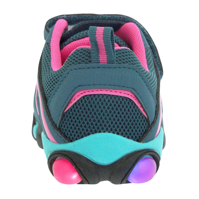 Teal-Pink - Side - Mountain Warehouse Childrens-Kids Light Up Sneakers