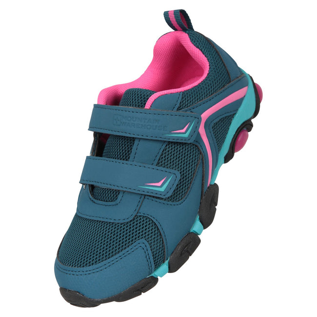 Teal-Pink - Close up - Mountain Warehouse Childrens-Kids Light Up Sneakers