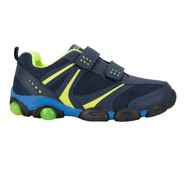 Navy-Lime Green - Back - Mountain Warehouse Childrens-Kids Light Up Sneakers
