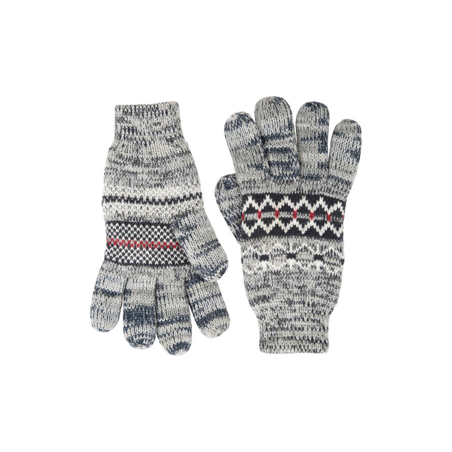 Gray - Side - Mountain Warehouse Mens Thinsulate Fair Isle Gloves