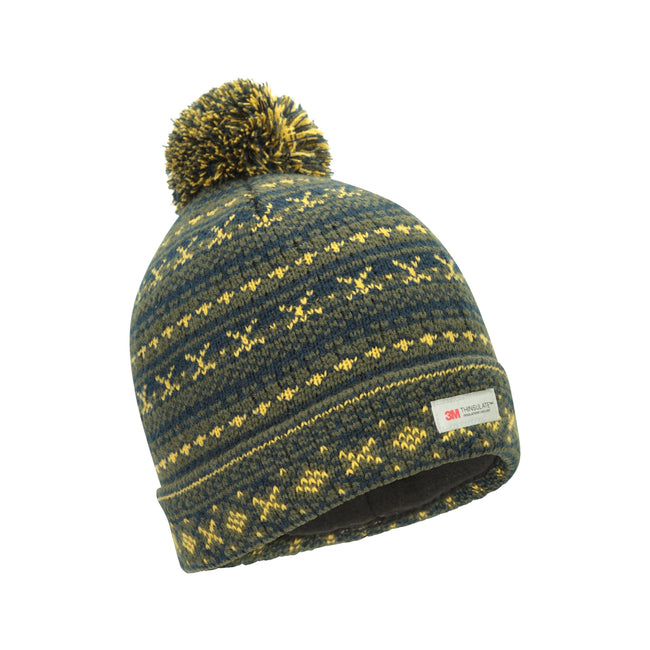 Khaki - Front - Mountain Warehouse Mens Fair Isle Thinsulate Beanie