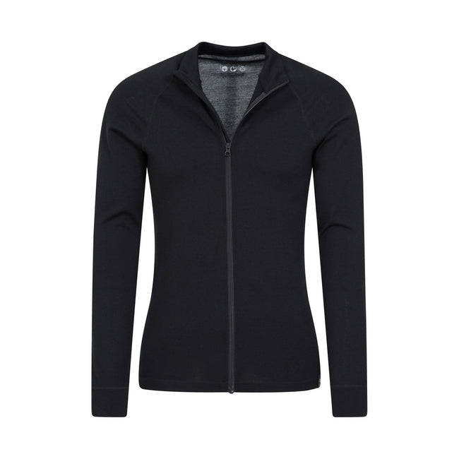 Black - Lifestyle - Mountain Warehouse Mens Merino Wool Full Zip Base Layer Top