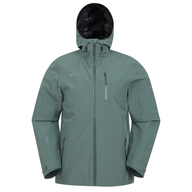 Green - Front - Mountain Warehouse Mens Bachill Three Layer Waterproof Jacket