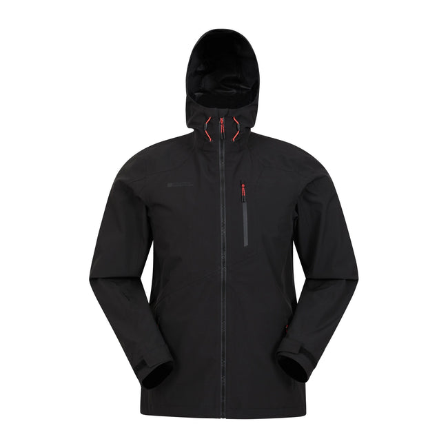Black - Front - Mountain Warehouse Mens Bachill Three Layer Waterproof Jacket