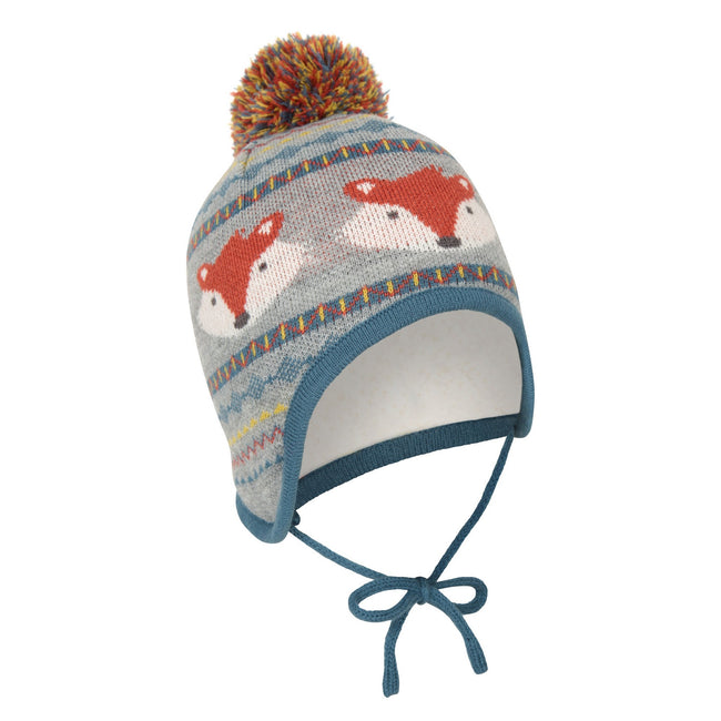 Gray-Blue-Orange - Side - Mountain Warehouse Childrens-Kids Fox Trapper Hat