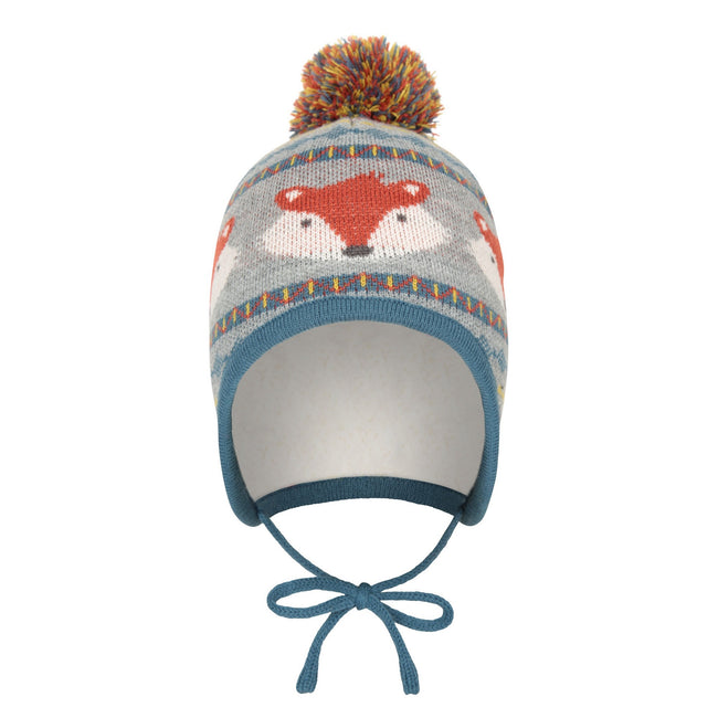 Gray-Blue-Orange - Front - Mountain Warehouse Childrens-Kids Fox Trapper Hat