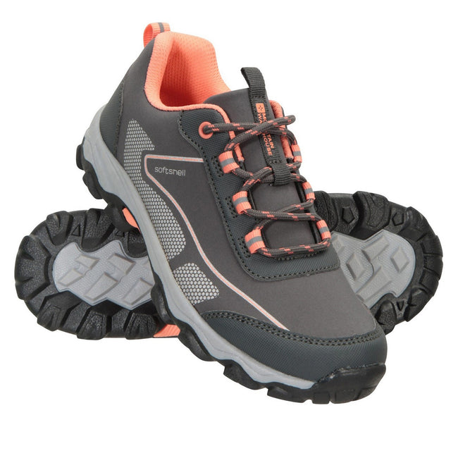 Gray - Close up - Mountain Warehouse Childrens-Kids Softshell Walking Shoes